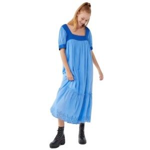 URBAN OUTFITTERS Blue Mumu Puff Short Sleeve Square Neck Maxi Dress